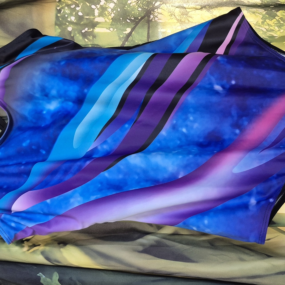 Vibrant Blue and Purple Women's One Piece Swimsuit